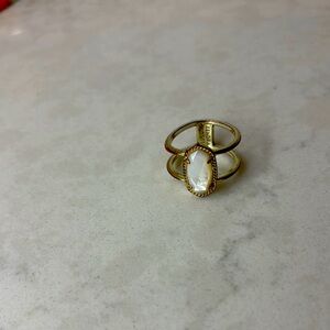 Kendra Scott Gold Double Band Ring with White Stone